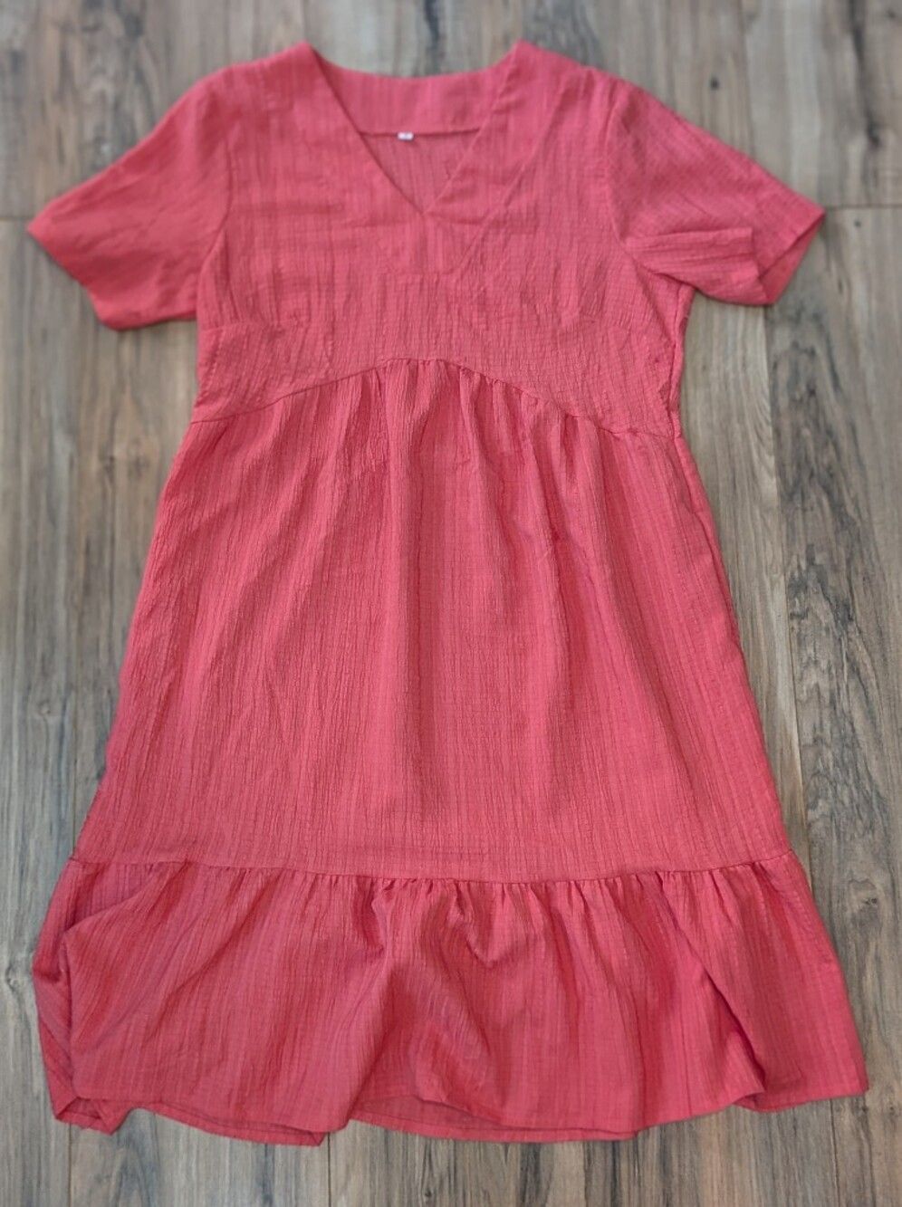 Ruffed Summer Dress, Coral, Women's Small